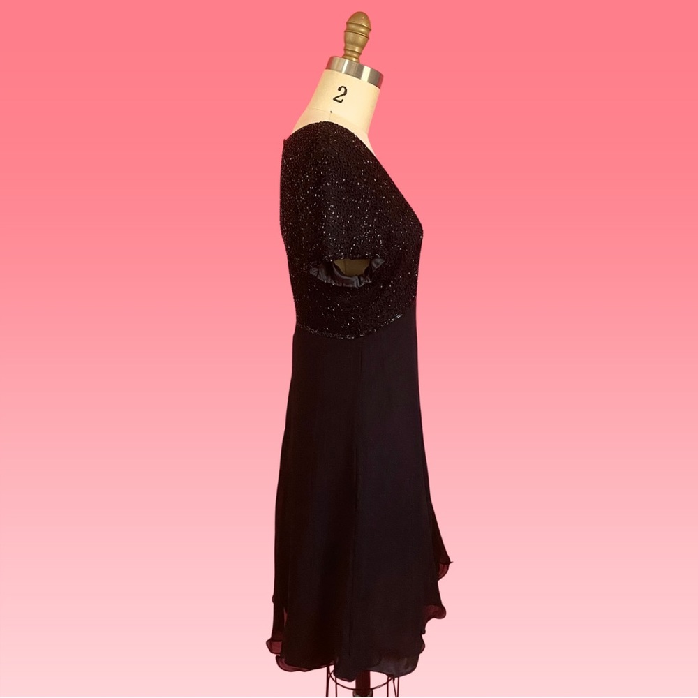 Vintage 80s/90s SILK Fairy Glam Bead Embellished Mini Party Dress Silk Skirt 8 - Picture 3 of 17